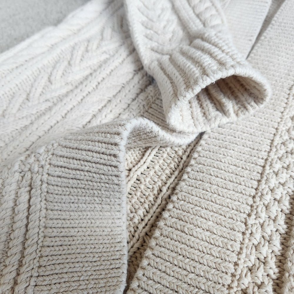 L.L. Bean Hooded Cable Knit Fisherman's Cardigan Sweater - Picture 5 of 8